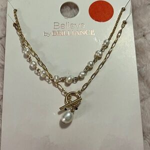 3/$15 Believe by Brilliance Gold and Pearl Necklace Lot 3095